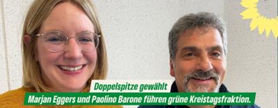 Doppelspitze gewählt Marjan Eggers und Paolino Barone führen grüne Kreistagsfraktion.