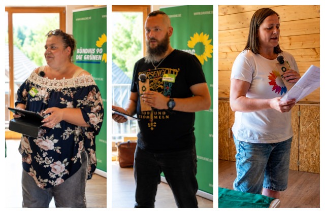 Die drei Bewerberinnen stellten ihre Motivation und ihre politischen Ziele für die Landtagswahl 2027 vor.v.l. Slyvia Olbrich, Nico Müller, Denise Brilla